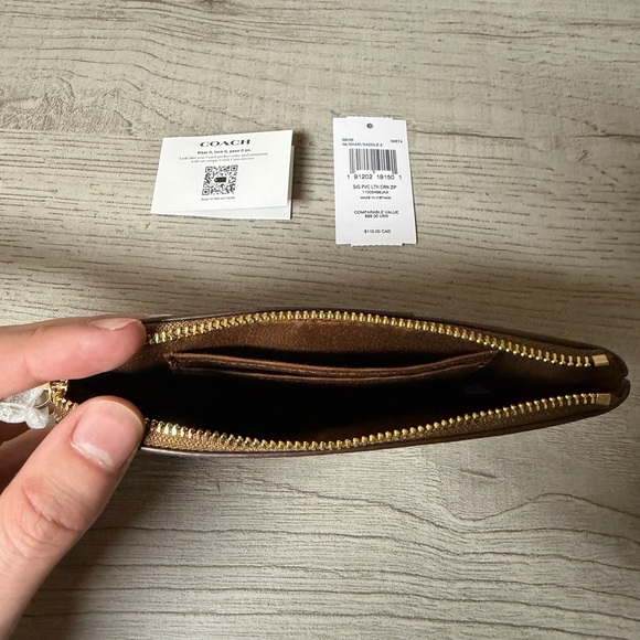 Coach Signature Brown and Tan Pouch - Picture 3 of 4